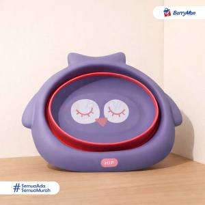 Ember Lipat Bayi 3.8 Liter Silikon Tebal Karakter Owl Baskom Mandi Portable Travel Serbaguna