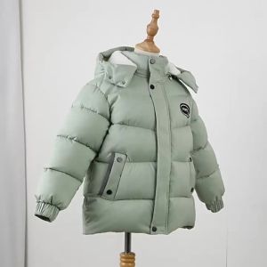 -30 ℃ Winter New Boys Jacket Long Solid Color Berber Fleece Lining Thick Warm Hooded Parka For 4-12Y Teen Boys Cotton Snowsuit2026