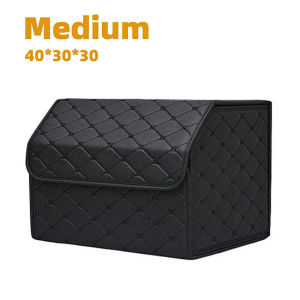 ★Same Day Shipping★ Car PU Leather Trunk Storage Organizer Box With Lid Portable Multipurpose Collapsible Foldable Storage Bag Car Trunk Tool Box Larger Capacity for Audi BMW Alfa Romeo HSQ-Foldable-Trunk-Box