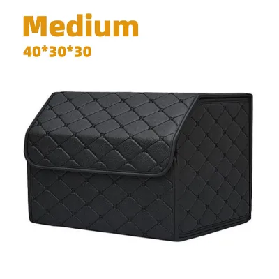 Car Trunk Boot Storage Vehicle Organizer and Shoes Storage Box Foldable and Collapsible Auto Bag Trunk Storage Organizer Box with Lid Portable Multipurpose Collapsible Foldable Storage Bag Car Trunk Tool Box Car PU Leather Trunk Storage Organizer Box