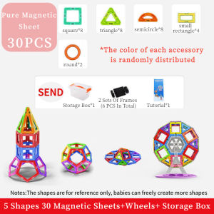 30/58/100PCS Magnetic Tiles Building Blocks Set Architect Game Large Size Childrens Educational Toys