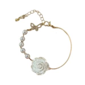Multipurpose Delicate Rose Imitation Pearls Bracelet Craft for Celebrating Friendship and Adding Elegant Charm