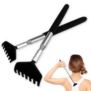 【Elegant Residence】Extendable Portable Telescopic Stainless Steel Retractable Claw Metal Telescopic Tickling Tool Back Scratchers Handy with Non Slip Handle