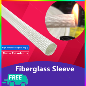 1-40mm 600 Deg.C High Temp Braided Flexible Tube Heat Resistant Fiberglass Sleeving Refractory Insulated White