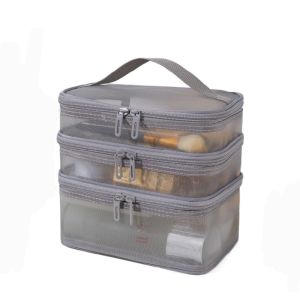 WFYW Dung lượng lớn Túi đựng mỹ phẩm du lịch 2/3 lớp Kho lưu trữ Túi tổ chức trang điểm Đa chức năng Lưới trong suốt Túi đựng đồ vệ sinh cá nhân Tổ chức đồ dùng vệ sinh