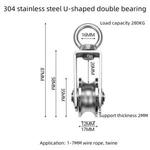 304 Stainless Steel Single Wheel Swivel Pulley Heavy Duty Lifting Rope Pulley Equipment Roller Lifting Pulley