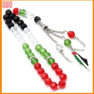 🔥🔥🔥ranghe สร้อยข้อมือลายธงชาติสีแผนที่ประเทศของชาวมุสลิมลูกปัดอะคริลิคลูกปัดลูกประคำ