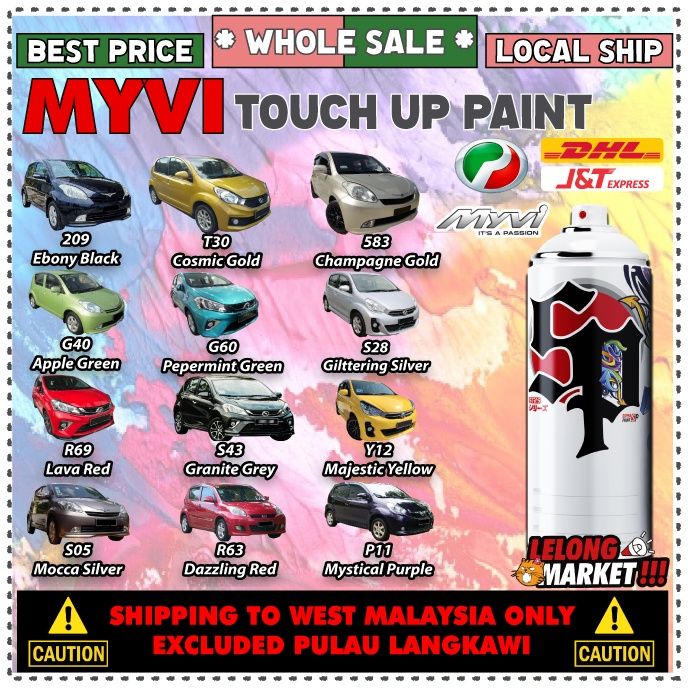 PERODUA Myvi Touch Up Paint DIY Aerosol Spray Bottle 370ml Malaysia god