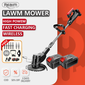 REAIM  Cordless Lawn Mower  rechargeable Lithium Battery grass  Weed Adjustable Multifunction  Portable Grass Electric Mower Home Garden Trimmer Tool
