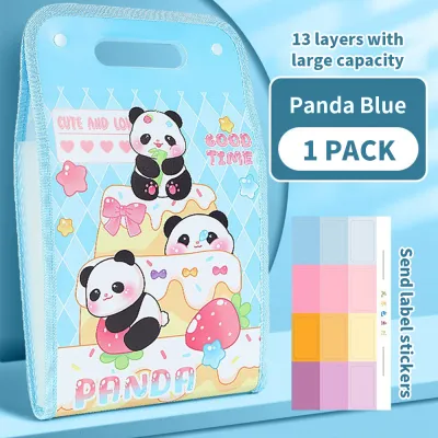 Aqrau 【2-3 Days Delivery】A4 File Folder Vertical 13 Pockets Snap Button Portable Examination Paper Document Accordion File Organizer Bag School Supplies