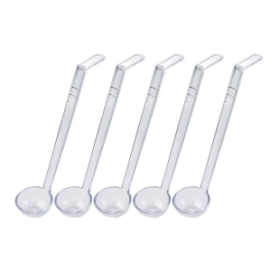 5Piece Practical Clear Plastic Soup Spoons With 20cm Handle Ideal For Banquets Cocktails Serving And Kitchen Use