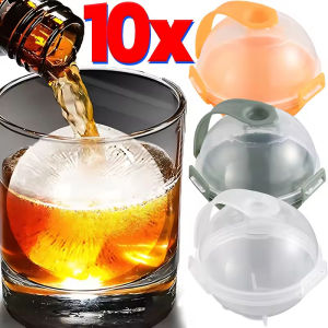 10Pcs Round Ice Cube Mold – Quick Freezing Reusable Ice Ball Maker for Whiskey Cocktails & Summer