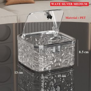 Dustbin Room Cover Mini Nordic Transparent Decoration Desk Kitchen Trash Bins Living Room Tong Sampah Kecil Bertutup