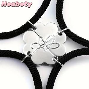 Heabety Four-leaf Clover Magnetic Best Friendship Bracelets For 4pcs Women Men Magnet Heart Best Friend Forever Good Luck Bracelet Gift