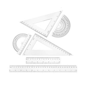 Math Geometry Set Includes Mathematics Drawing Ruler Straight Ruler Set Square Protractor Plastic Geometry Drafting Tool