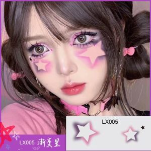 Love Cute Star and Flowers Face Body Tattoo Sticker for Eyes Face Hands Body Art Makeup 可爱爱心星星和花朵脸部纹身贴纸脸贴可爱少女化妆配饰