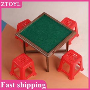 ZTOYL💝 1Set 1:12 Dollhouse Miniature Mahjong Table And Chair Model Furniture Home Model Decor Toy Doll House Accessories