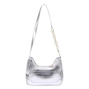 Elegant Solid Color Casual Shoulder Bag with Chain Strap Underarm Purse Handbag Zippers Armpit Bag for Work and Shopping