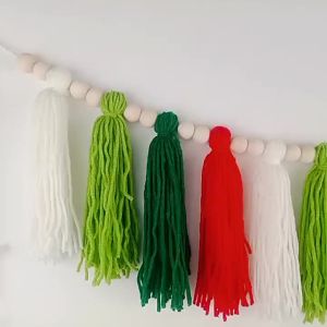 Wooden bead tassel string Christmas decoration tassel wall hanging wall decor macrame Bedroom decor a gift for girls