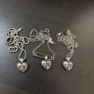 S925 Silver Vintage Aged Cross Tomb Heart Minimalist Design Pendant Fashion Necklace for Men and Women