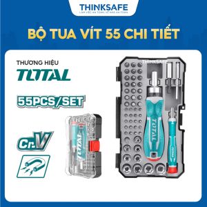 Bộ tua vít đa năng 55 chi tiết Total TACSD30556 với 41 mũi vít khác nhau được làm từ chất liệu thép hợp kim cứng cáp
