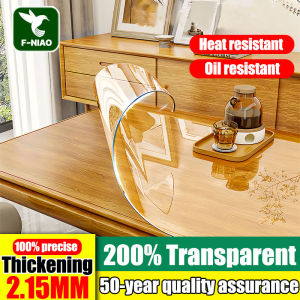 2.15MM 4/6/8/10 seater Transparent Table cover PVC Plastic Table Cover oil-proof no-wash anti-scalding plastic table cover transparent pvc table cover plastic cover for Table Cloths Kitchen and Dining table coffee table tablecloth