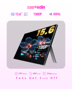 【Local Warehouse】ZOOMEDIN 15.6 Inch 1080P Ultra-Slim Portable Monitor for Laptop100% SRGB External monitorDual Speakers Extender Display.LaptopPC Phone Xbox PS4/5 Switch【Delivered Whinin 72 Hours】