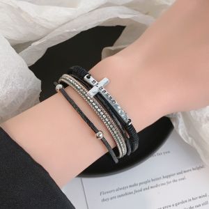 European and American trends cool cross bracelets niche design sense multi-layer stacked bracelets high-end sense fashionable and versatile jewelry