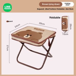 Line Friends Brown Folding Chair with Outdoor Portable Oxford Cloth Mudah Bawa LFB325