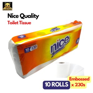 NICE Toilet Tissue Roll 2 Ply / 230 Sheets 100% virgin Pulp – 10 Rolls Per Pack / Tisu Tandas