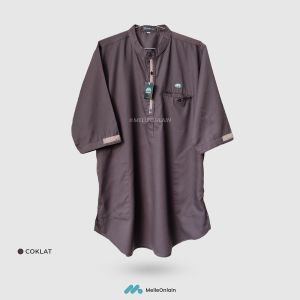 Kurta Lis Melleonlain Baju Koko Muslim Pria Lengan 3/4 Katun Toyobo Premium
