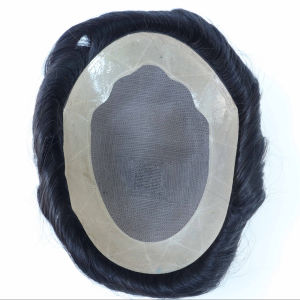 MONO Base Men Toupee Hair Replacement Human Hair System for Men Natural Looking Black Wig