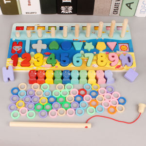 Mainan Edukasi 7in1 Puzzle Kayu Anak Angka dan Huruf Pancing Ikan Montessori Wooden Toys MK101