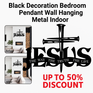 Black Metal Cross Wall Art Hanging Unique Home Decor God Bless Home Sign Bring Good Luck