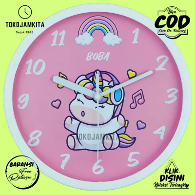 Jam Dinding Analog Karakter Anak Lucu Boba BB1177 Besar BestSeller