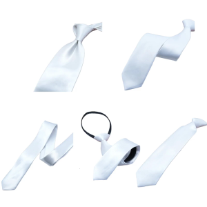 Solid Color White Neck Tie for Men Women Children Graffiti for Fathers Day Decoration Necktie Adjustable Zippered Ties