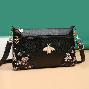 Tas Selempang Wanita Bunga Kulit Sintetis Shoulder Sling Bag Fashion Style Kasual Clutch COD T194