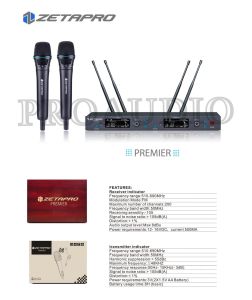 Mic Wireless Zetapro Premier Original UHF 4 Antenna 5G Technology 2 Handheld + Hardcase