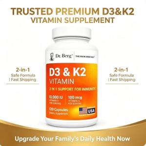 Dr. Berg Vitamin D3 & K2 Capsules 10000IU D3+100mcg K2 Immune Bone & Cardiovascular Health Support 120 Capsules