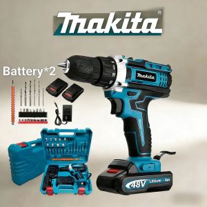 Makita Original 48/68/98/128V Brushless Cordless Drill Electric Wireless Hammer Drill With Two Batteries