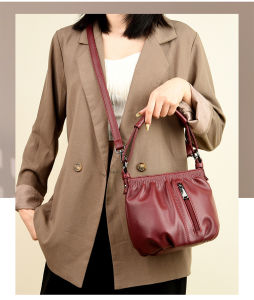 กระเป๋าสะพายข้างหนังแท้คุณภาพสูงแฟชั่นหนังนุ่มกระเป๋าสะพายข้างผู้หญิงใหม่กระเป๋าอเนกประสงค์ของแม่