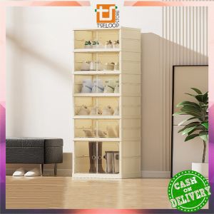 OFM-C1080 Kotak Sepatu Susun Lipat Transparan Anti Debu Rak Serbaguna / Lemari Sepatu 6 Tingkat