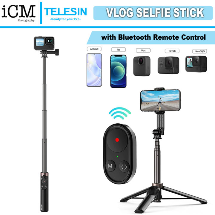 Telesin 3-in-1 Vlog Selfie Stick with wireless Remote GoPro Hero