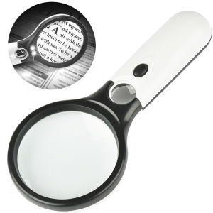 New White Magnifying Glass Handheld 45X Magnifier With 3 LED Light For Reading Magnifying Glass Jewelry Loupe2026
