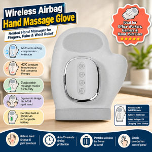 Rechargeable Hand Massager with Airbags 3-Level Adjustable Portable for Wrist and Finger Pain Relief
