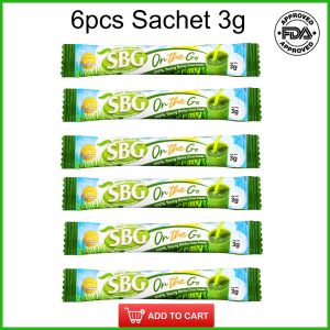 SBG (Salveo Barley Grass) Powder On The Go 12 Sachets with 3 grams each of pure and organic for Kids & Adult HH