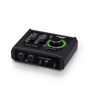 BOMGE Mini 2-Channel USB Audio Interface untuk Rakaman Penstriman dan Podcasting dengan XLR/48V Phantom Power
