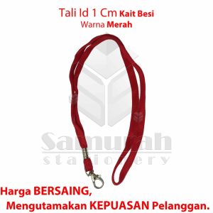 Tali ID Card 1 cm Model Kait Besi / bahan Tali Sepatu Tebal ada 8 warna / Gantung Leher Per Pcs