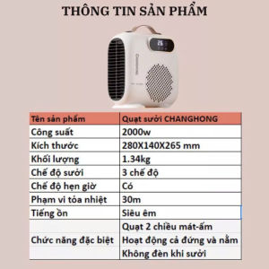 Máy sưởi mùa đông quạt sưởi ấm 2 chiều chế độ ấm nhanh sau 1s an toàn không khô da giúp mùa đông không còn giá lạnh