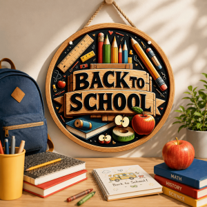 EODKUS 2D Flat Welcome Sign Round Wooden Colorful Classroom Door Sign Cute Decoration Teacher Sign Back to School